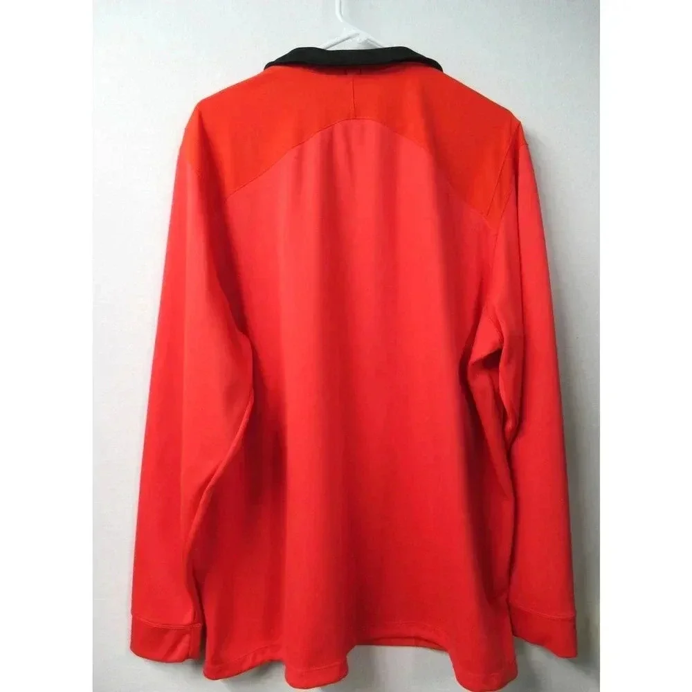 Nike Golf Standard Fit Mens 3/4 Zip Dri Fit Long Sleeve Mock Neck Red Size 2XL